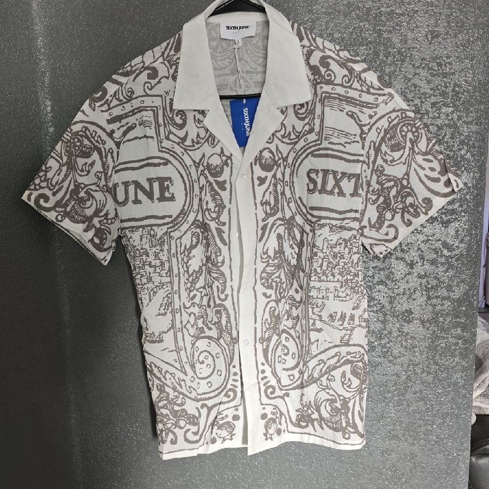 White and Gray Men's Casual Shirt